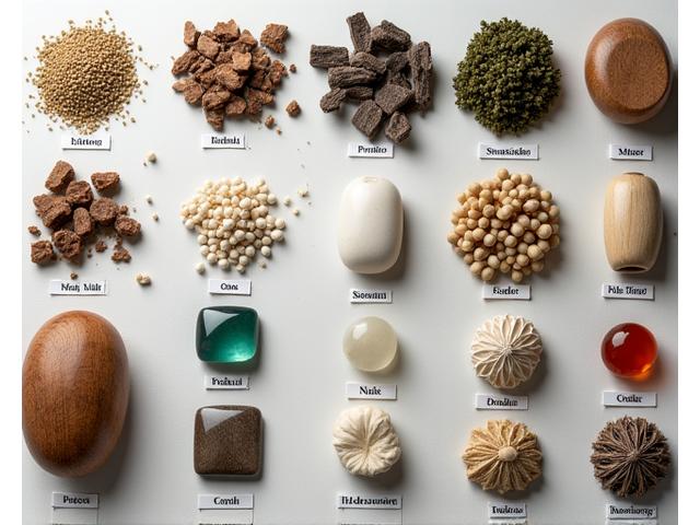 Display of ethically sourced sustainable materials used in craftwork