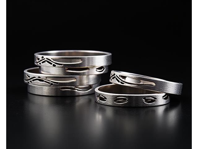 Modern silver bangles and men's jewelry with geometric designs