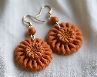 Textile earrings representing slow fashion movement